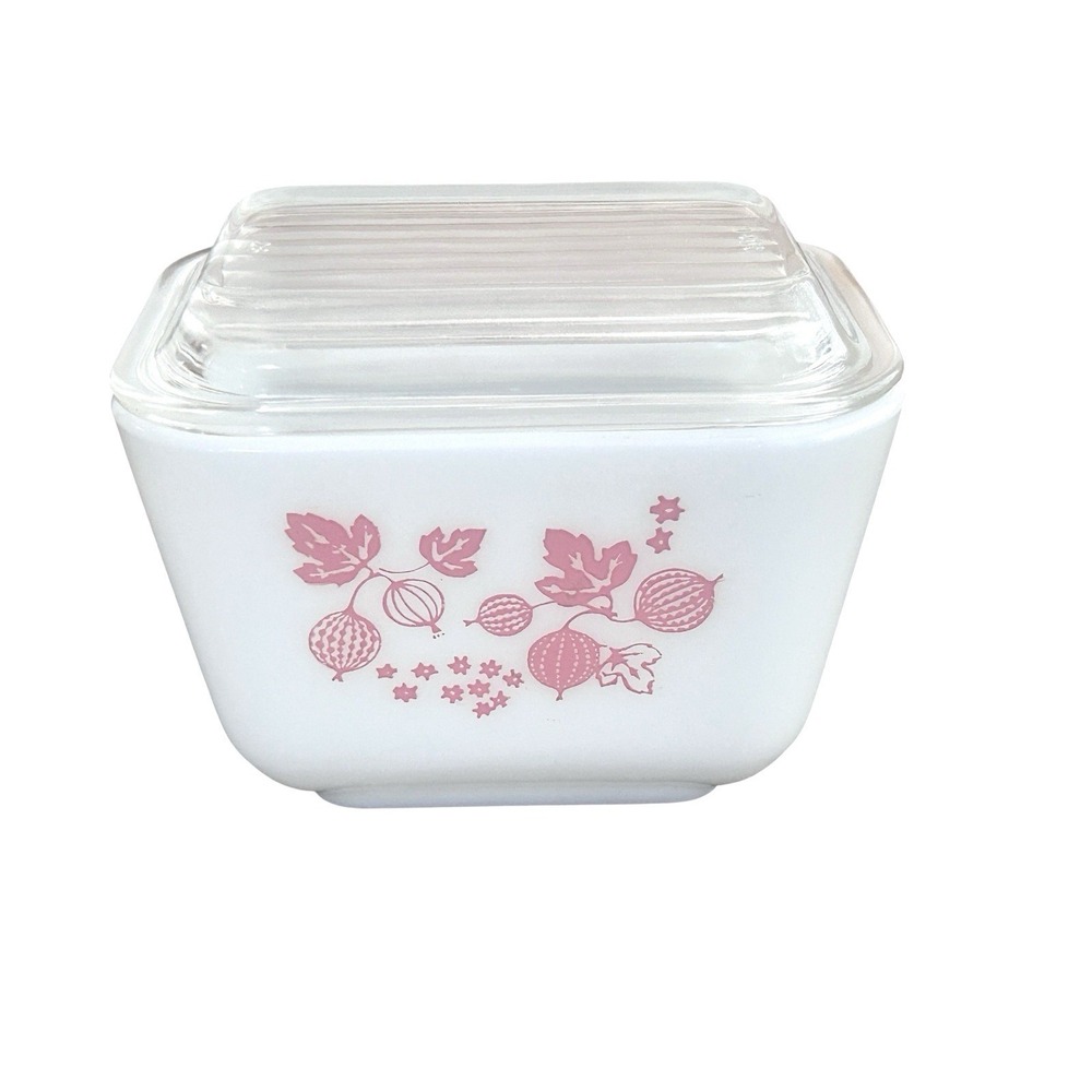 Vintage Pyrex Pink Gooseberry Refrigerator Dish Fridgie 501 With Lid READ - Picture 3 of 13